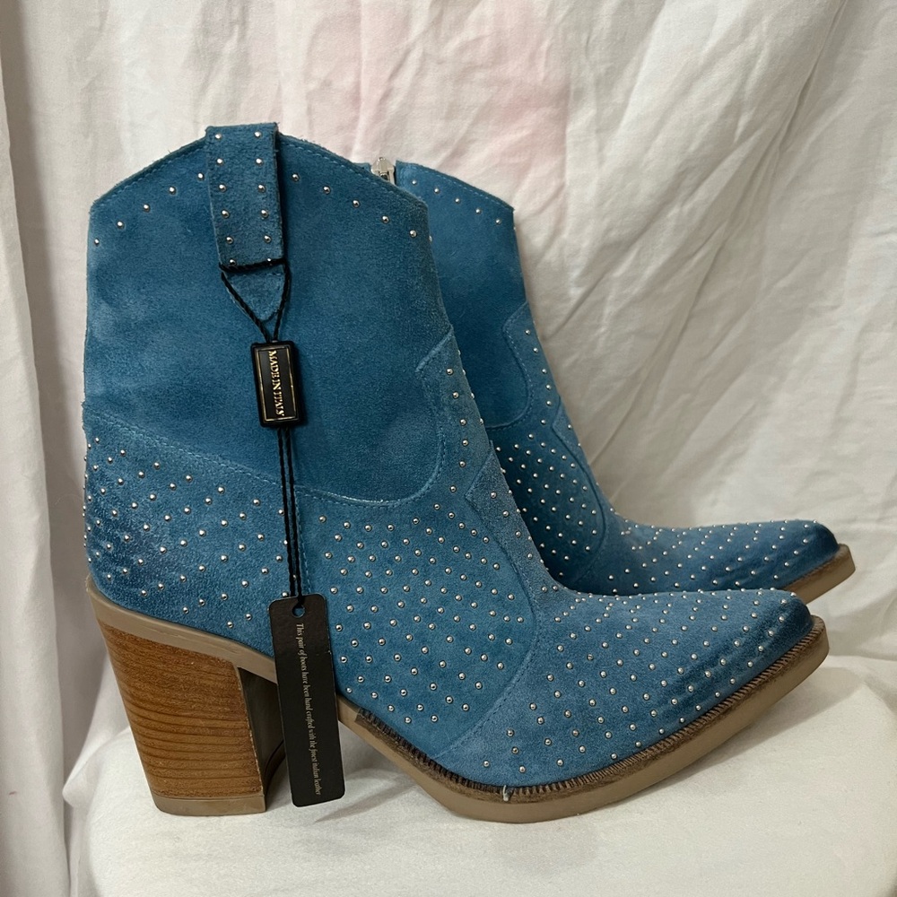 Emanuele Crasto denim Suede Studded Cowboy Boots